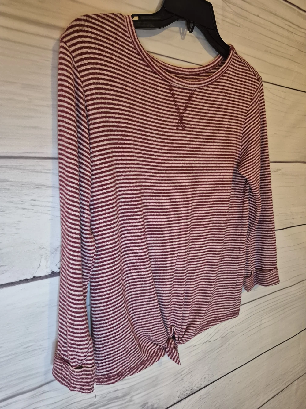 Old Navy Purple & White Striped Tie-Hem Long Sleeve Lightweight Sweater Top Soft